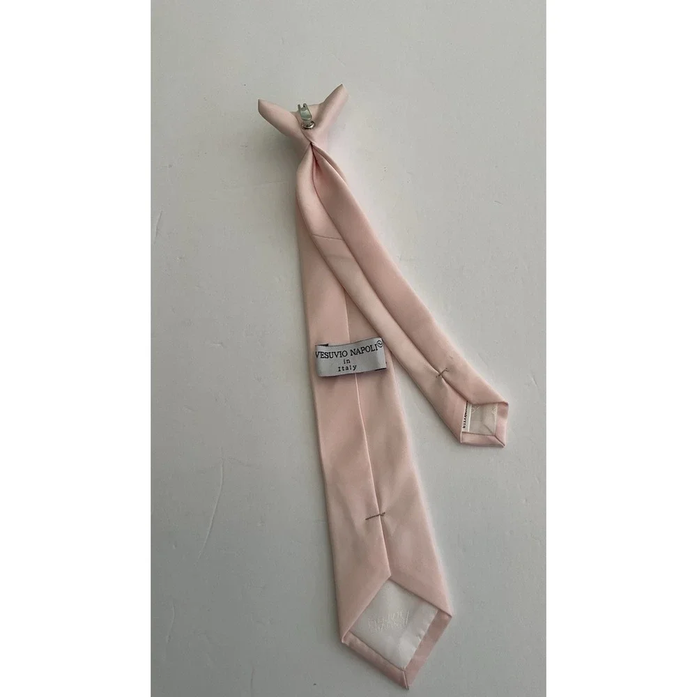 Vesuvio Napoli Pink Boys Clip On Tie Made in Italy